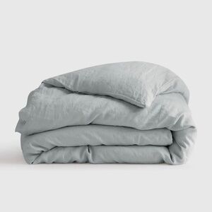 Quince European 100% Luxury Linen Duvet Cover in Queen, Mist color.
